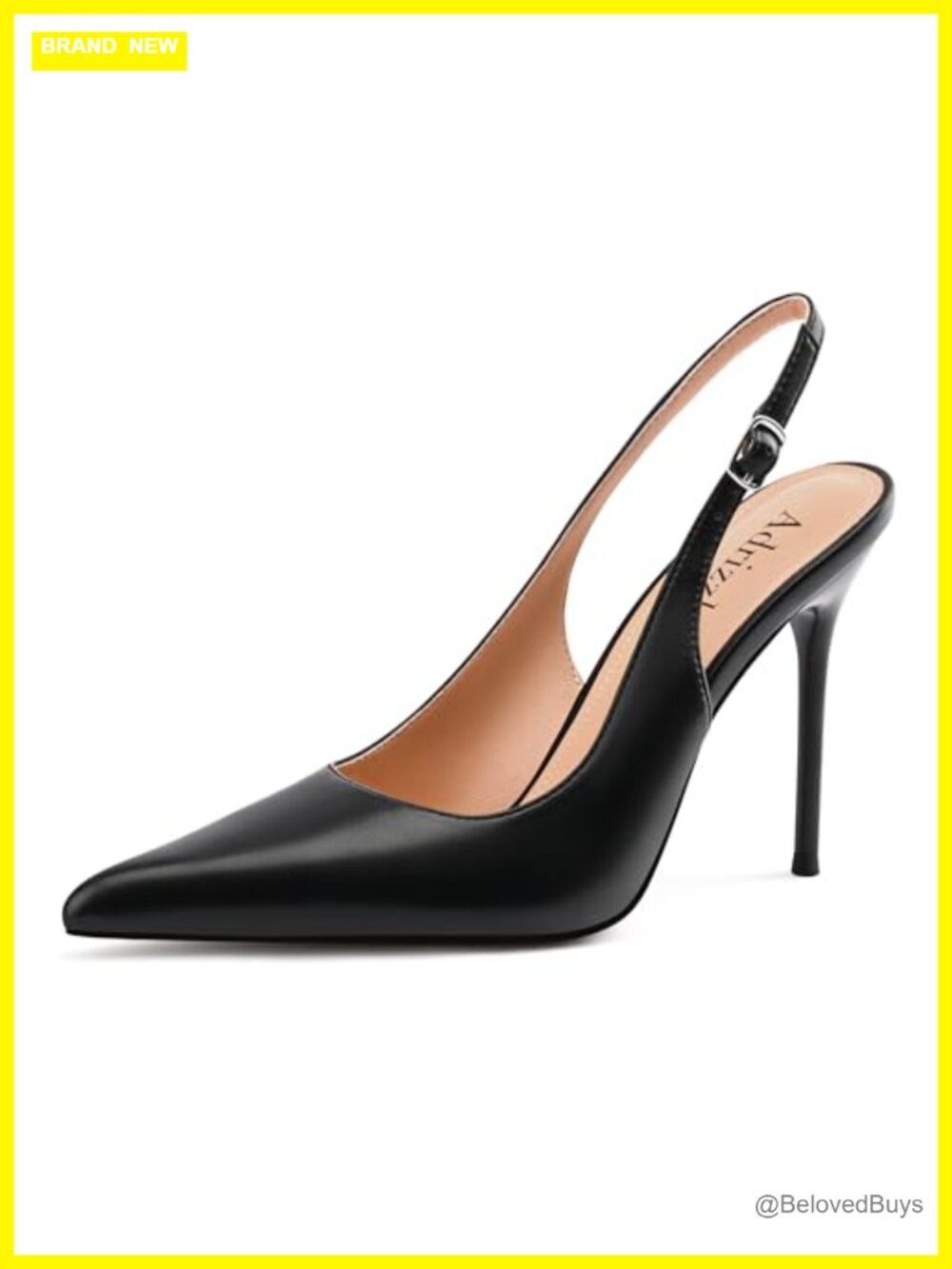 Slingback Heels for Women Stiletto High Heels Pumps Fake Leather Pointed Toe